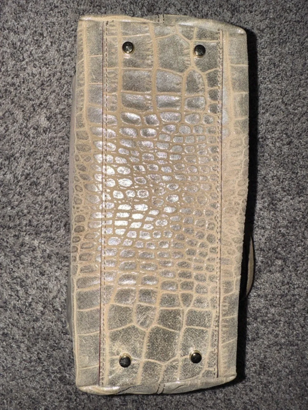 Kate Spade Croc Embossed Clutch w/ Acrylic Frame Handle | Neutral Beige Glam